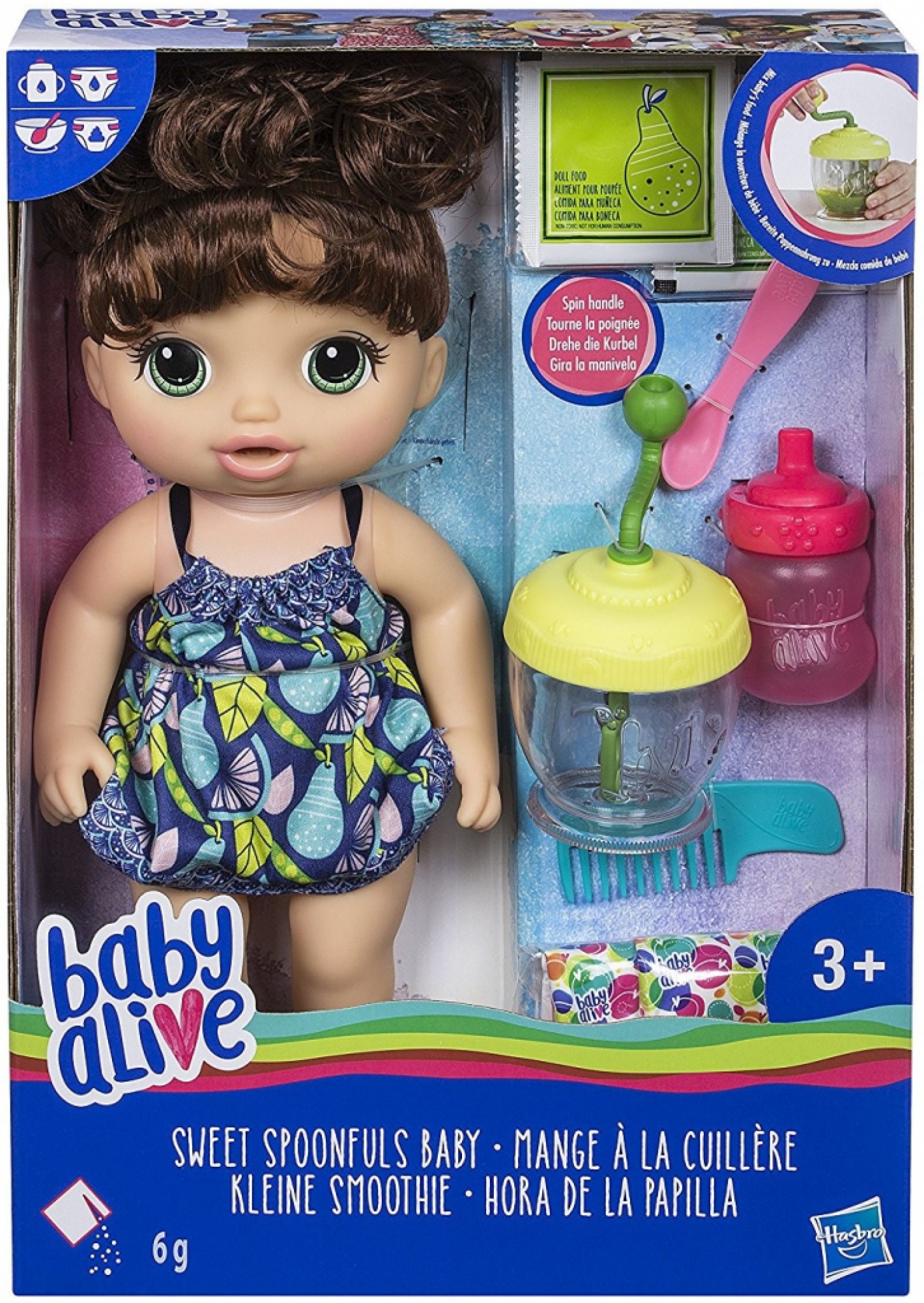 Hasbro Baby Alive Tmavovlasá panenka s mixérem