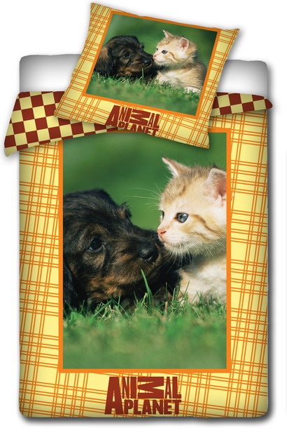 Povlečení bavlna ANIMAL PLANET - Pes a kočka 140/200 + 70/80 