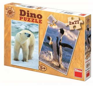 Puzzle Lední medvěd a tučňáci 2x77D